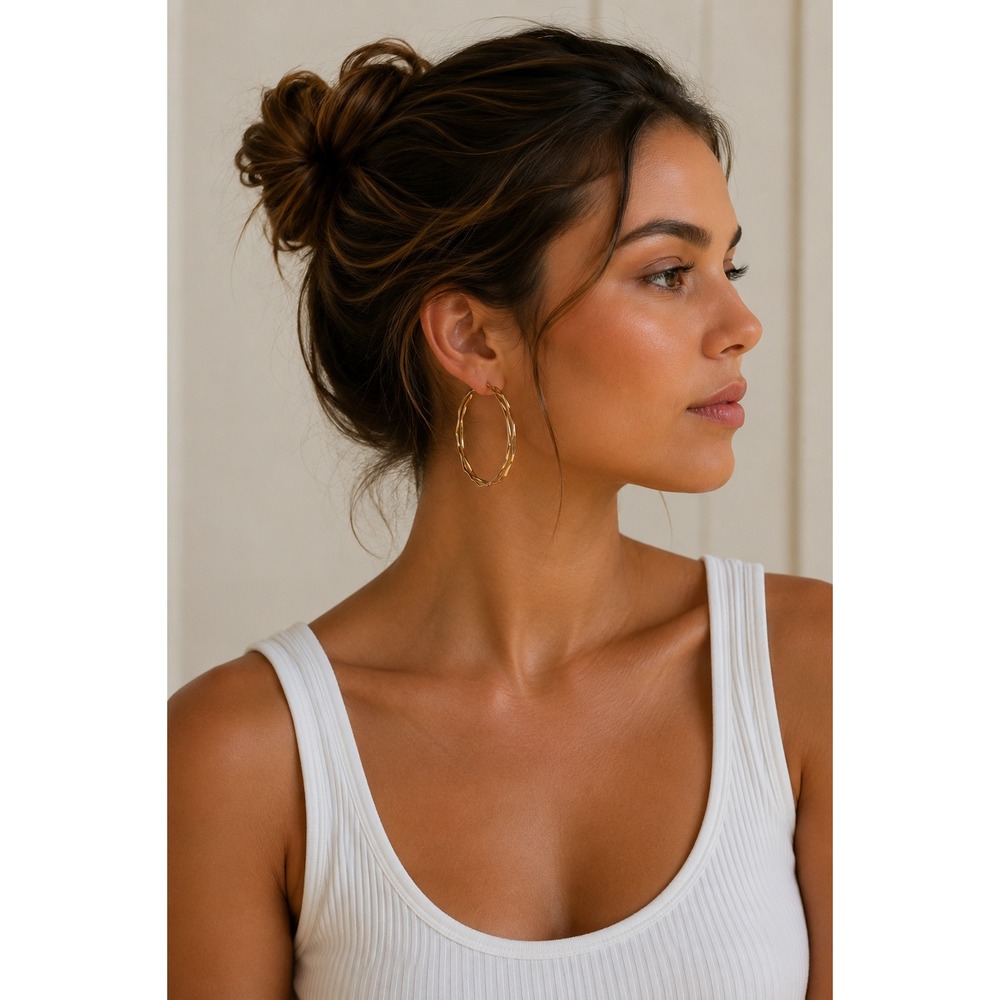 Unbranded Earrings Women‎ OS Gold Geometric Hoop Layered Minimalist